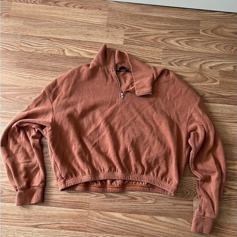 SHEIN Copper Zip-Up Sweater